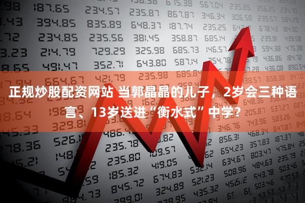 正规炒股配资网站 当郭晶晶的儿子,2岁会三种语言、13岁送进“衡水式”中学?